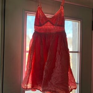 Aeropostale Red Lace-Trim Slip Dress